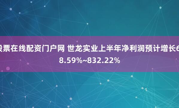 股票在线配资门户网 世龙实业上半年净利润预计增长618.59%~832.22%